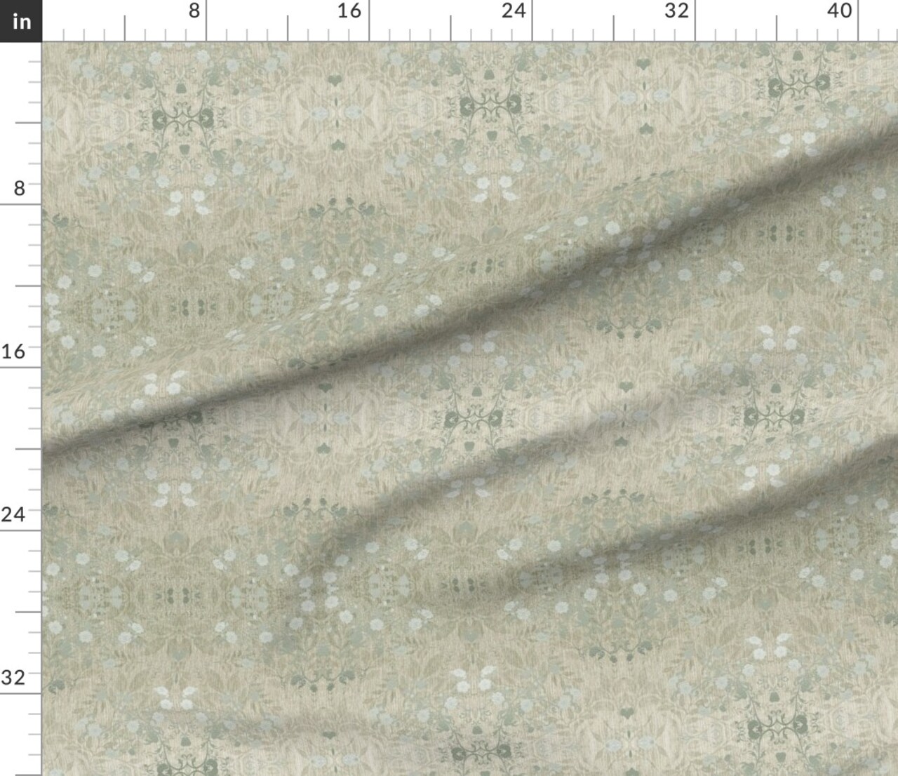 Victorian Damask Rustic Faux Silver Floral Botanical Vintage Style Flowers Art Nouveau Custom Printed Fabric by Spoonflower Various Fabrics by the Yard or Fat Quarter